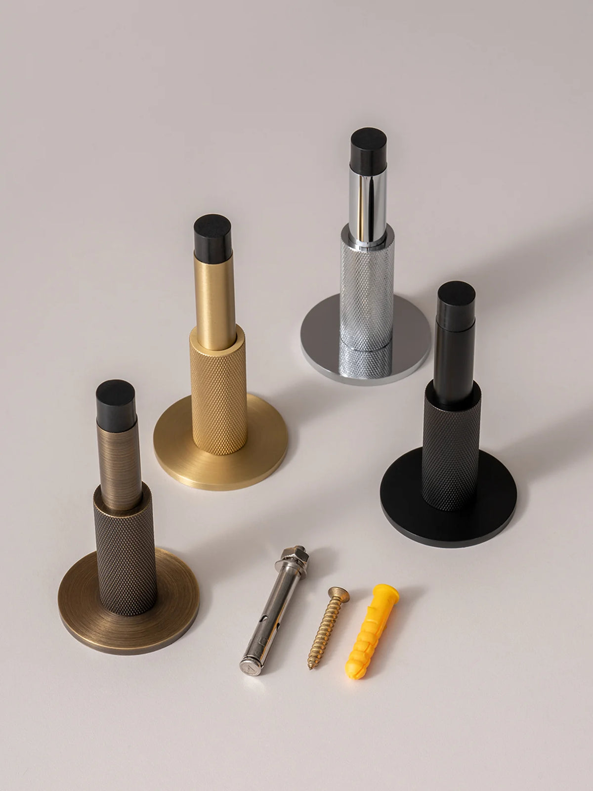 Build Guild DOOROOM Brass Door Stop Knurled Style, Cushioned Contact